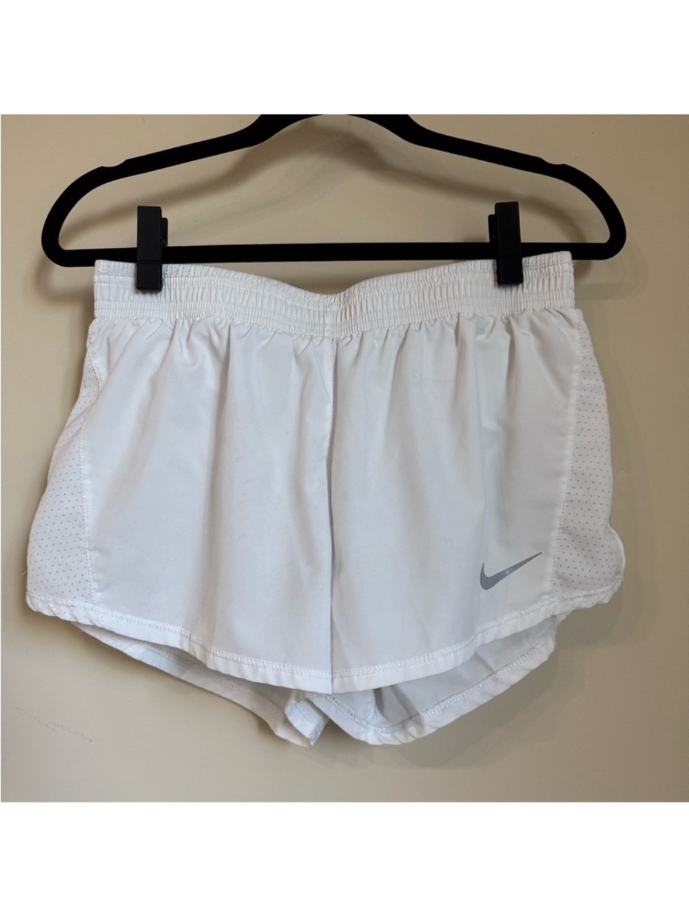 Nike Women's White Athletic Running Shorts with Reflective Swoosh